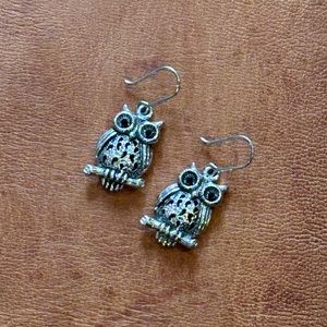 Silver Owl Earrings